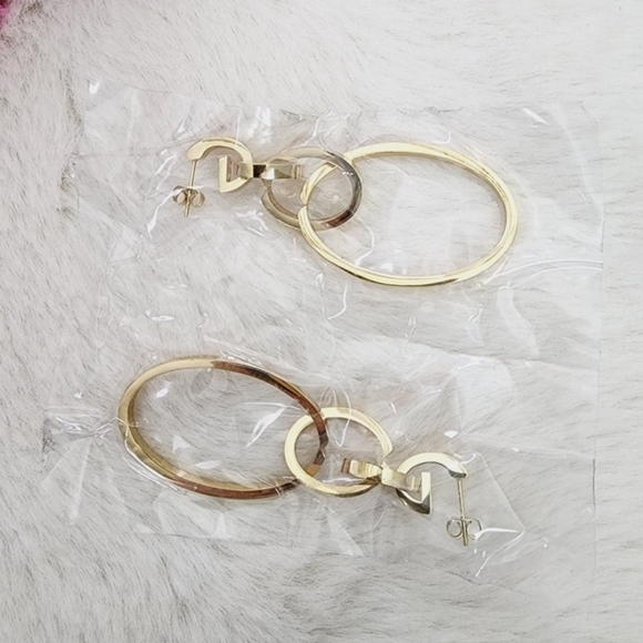 VITA FEDE Earrings "Cassio" - New in Bag - Gold Tone Modular Hoop Pierced - Picture 5 of 7